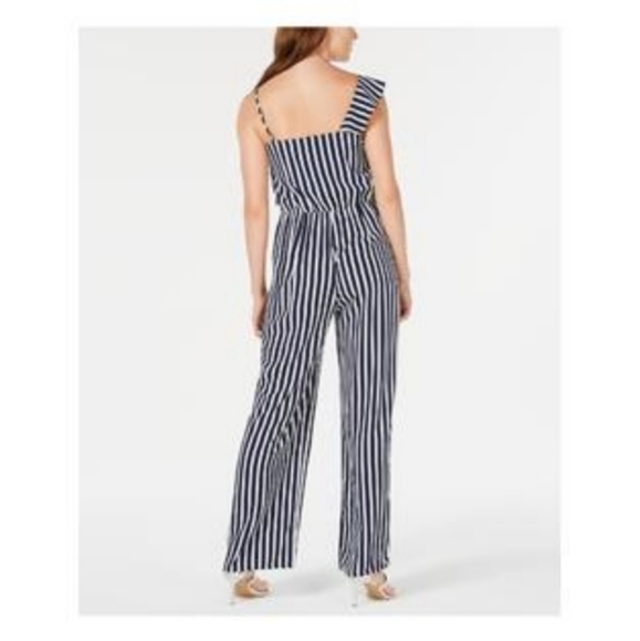 Bar III Striped Jumpsuit Blue Polish Navy M - Picture 2 of 7